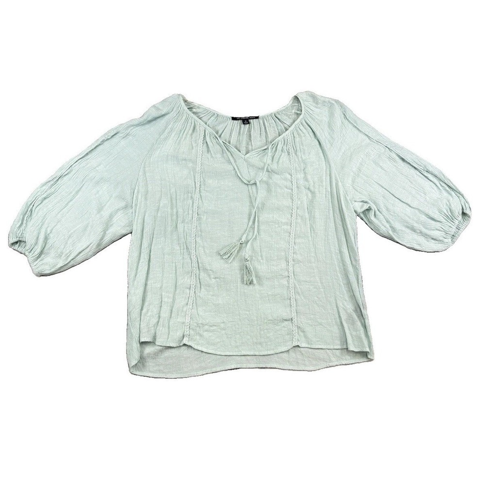 Zac & Rachel Aqua Turquoise Semi Sheer Tunic Blouse Tasseled Sz 1x Boho Beach